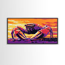 Crab at Sunset, Coastal Wildlife, Beach House Wall Art, Canvas Print, Nautical Home Decor, Ocean Lover Gift, Vibrant Seaside Painting