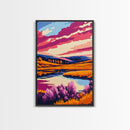 Autumn Lake Art, Vibrant Landscape Painting, Colorful Nature Canvas Print, Rustic Cabin Wall Decor, Boho Home Art, Living Room Wall Art