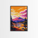 Mountain River, Sunset, Canvas Print, Autumn Forest Art, Nature Landscape, Rustic Cabin Wall Art, Wilderness Painting, Boho Decor