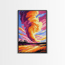 Fiery Clouds, Dramatic Sky, Sunset Storm, Nature Art, Framed Canvas Print, Living Room Decor, Unique Wall Art, Landscape Painting