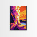 Fire in the Sky, Dramatic Sunset Painting, Wildfire Landscape, Bold Art Print, Canvas Print, Unique Office Decor, Nature Inspired Art