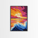 Ocean Waves, Sunset at Sea, Bold Seascape, Vibrant Water Art, Canvas Print, Nautical Home Decor, Beach House Wall Art, Coastal Style