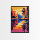 Reflections, Fall Landscape, Colorful Nature, Framed Canvas Print, Home Decor, Living Room Art, Vibrant Wall Art, Autumn Water Scene