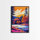 Mountain Lake, Autumn Trees, Scenic Landscape, Canvas Print, Cabin Wall Art, Nature Inspired Home Decor, Fall Colors, Modern Rustic Art