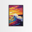 Ocean Wave, Sunset Surf, Vibrant Coastal, Beach Art, Wall Decor, Nautical Theme, Living Room, Canvas Print, Bold Colors, Surf Art