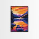 Tranquil Lake, Sunset Glow, Nature Reflection, Peaceful Art, Relaxing Home Decor, Bedroom, Cabin Theme, Canvas Print, Serene Colors