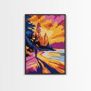 Walking Alone, Autumn Forest, Sunset Hues, Reflective Scene, Canvas Print, Cozy Cabin Art, Rustic Home Decor, Nature Inspired