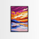 Snowy Lake, Cold Serenity, Vibrant Sky, Wilderness Escape, Canvas Print, Cozy Home Wall Art, Winter Cabin Decor, Nature Inspired