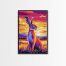 Sunset Rabbit, Colorful Animal Art, Vibrant Wildlife Print, Framed Canvas Print, Boho Wall Decor, Living Room Wall Art, Autumn Art
