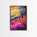 Autumn Bloom, Floral Nature Print, Vibrant Landscape Art, Framed Canvas Print, Boho Wall Decor, Bedroom Wall Art, Fall Inspired Art
