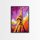 Rope Swing, Sunset Sky, Adventure Artwork, Framed Canvas Print, Outdoor Fun Decor, Vibrant Wall Art, Boho Living Room Art