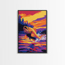 Jumping Fish, Canvas Print, Vibrant Wildlife Art, Fishing Enthusiast Gift, Colorful Nature Scene, Rustic Cabin Decor, Lake House Wall Art