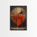 Zen Monk Art, Framed Canvas Print, Spiritual Wall Art, Taoism Decor, Sacred Geometry, Meditation Room, Buddhist Artwork, Asian Aesthetic