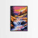 Waterfall, Autumn Landscape, Vibrant Nature, Wall Art, Canvas Print, Rustic Home Decor, Cabin Art, Fall Living Room, Colorful Art