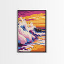 Ocean Waves, Sunset Beach, Coastal Vibes, Canvas Print, Tropical Wall Art, Surf Art, Vibrant Home Decor, Living Room Artwork