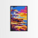 Coastal Home, Seaside Escape, Beach House, Canvas Print, Ocean Wall Art, Vibrant Summer Decor, Living Room Wall Art