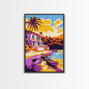 Tropical Beach, Seaside Paradise, Palm Trees, Canvas Print, Coastal Wall Art, Vacation Home Decor, Vibrant Beach Landscape