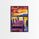 Lake Sunset, Peaceful Dock, Tranquil Evening, Canvas Print, Vibrant Landscape, Nature Home Decor, Cabin Wall Art