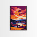 Countryside, Lake Reflection, Framed Canvas Print, Rustic Wall Art, Cozy Cabin Decor, Serene Landscape, Peaceful Nature, Living Room Artwork