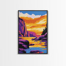 Sunset Lake, Vibrant Wall Art, Framed Canvas Print, Modern Landscape Art, Home Decor, Living Room Art, Nature Print, Fall Wall Art