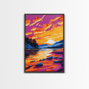 Golden River, Peaceful Nature Art, Warm Sunset Painting, Serene Landscape, Tranquil Home Decor, Living Room Art, Canvas Print