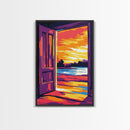Open Door, Sunset View Art, Warm Glow Painting, Inviting Home Decor, Inspirational Wall Art, Cozy Interior Design, Framed Canvas Print