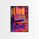 Colorful Piano Art, Music Lover Decor, Vibrant Home Wall Art, Abstract Music Art, Framed Canvas Print, Living Room Music Wall Art