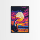 Buffalo Moon, Western Art, Vibrant Sunset, Wildlife Painting, Canvas Print, Rustic Home Decor, Cabin Wall Art, Bold Colorful Art