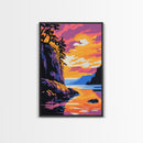 Cliffside Sunset, Mountain Lake, Nature Art, Dramatic Landscape, Canvas Print, Living Room Wall Art, Rustic Decor, Vibrant Colors