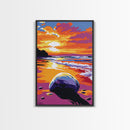 png: Ocean Sunset, Beach Waves, Coastal Beauty, Vibrant Seascape, Canvas Print, Living Room Wall Art, Surf Lover Decor, Nautical Artwork