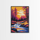 Autumn Waterfall, Fall Forest, Tranquil Stream, Rustic Nature Art, Framed Canvas Print, Cozy Cabin Decor, Earthy Wall Art, Nature Lover Gift