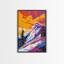 Mountain View, Snowy Peak, Alpine Scene, Bold Nature Art, Canvas Print, Wilderness Wall Decor, Adventure Home Art, Ski Lodge Aesthetic
