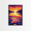 Sunset Lake, Colorful Sky, Tranquil Nature, Canvas Print, Bohemian Wall Art, Rustic Home Decor, Autumn Inspired, Warm Tones