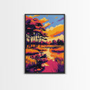 Autumn Landscape, Trees, Sunset Art, Canvas Print, Fall Wall Art, Nature Painting, Rustic Home Decor, Cozy Aesthetic, Warm Colors