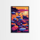 Vibrant Sunset River, Canvas Print, Colorful Nature Art, Bold Landscape, Modern Home Decor, Sunset Lake Scene, Living Room Wall Art