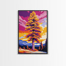 Autumn Tree, Fall Landscape, Vibrant Colors, Nature Wall Art, Framed Canvas Print, Cozy Decor, Cabin Aesthetic, Rustic Gift Idea
