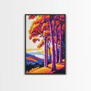 Fall Trees, Bold Landscape Art, Framed Canvas Print, Warm Tones Wall Decor, Nature Painting, Living Room Art, Autumn Colors, Modern Art