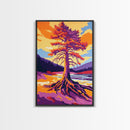 Ancient Tree, Bold Forest Art, Canvas Print, Vibrant Nature Painting, Autumn Landscape, Rustic Wall Decor, Living Room Art, Modern Style