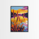 Sunset Reeds, Tranquil Nature Art, Canvas Print, Landscape Painting, Warm Color Wall Decor, Living Room Art, Serene Home Aesthetic