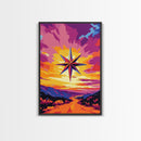 Celestial Star, Cosmic Art, Surreal Sunset Painting, Boho Wall Art, Framed Canvas Print, Astrology Art, Bedroom Decor