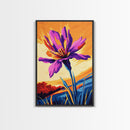 Bold Floral, Purple Blossom, Vibrant Wildflower, Nature Art, Canvas Print, Colorful Flower Painting, Abstract Botanical Art