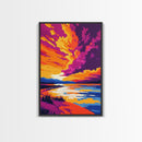 Sunset Glow, Scenic Painting, Colorful Art, Beach Landscape, Framed Canvas Print, Bedroom Wall Art, Bohemian Home Decor, Nature Wall Art