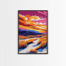 Dunes at Sunset, Coastal Landscape, Vibrant Beach Art, Nature Wall Decor, Canvas Print, Boho Wall Art, Bedroom Decoration, Ocean Scene