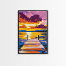 Tranquil Dock, Lake Sunset, Serene Landscape, Peaceful Wall Art, Canvas Print, Living Room Decor, Nature Artwork, Cabin Retreat