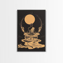 Meditation Art, Zen Moon, Spiritual Artwork, Mystical Wall Decor, Canvas Print, Minimalist Wall Art, Yoga Studio, Serene Black and Gold