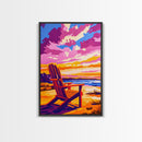 Adirondack Chair, Relaxing Beach Scene, Vacation Art, Vibrant Sunset, Canvas Print, Coastal Decor, Living Room Wall Art, Summer Vibes