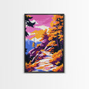 Autumn Trail Art, Fall Landscape Painting, Vibrant Seasonal Decor, Forest Path Print, Home Accent, Framed Canvas Print, Living Room Art