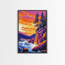 River Rapids Art, Nature Landscape Painting, Waterfall Print, Wilderness Wall Decor, Outdoor Adventure Art, Framed Canvas Print, Den Art