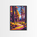 Tall Trees, Forest Pathway, Autumn Wall Art, Nature Landscape, Cabin Retreat Decor, Cozy Rustic Home, Framed Canvas Print, Gift Idea