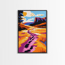 Mountain Trail Art, Vibrant Landscape Painting, Colorful Nature Print, Rustic Canvas Print, Living Room Wall Art, Boho Home Decor